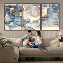 Abstract Blue and Gold Canvas Wall Art - Fluid Modern Ink