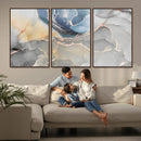 Large Abstract Blue and Gold Canvas Wall Art | Fluid Ink