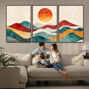 Southwest Mountain Wall Art Canvas Print – Boho Triptych