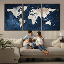 Vintage World Map Canvas Wall Art - Framed Map Print for
