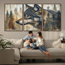 Rustic Wolf Wall Art Canvas Print – Vintage Woodland