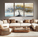 Silver Tree Wall Art – Framed Golden Leaves Canvas Artwork, by MyGreatCanvas | Canvas Wall Art Prints | Photo Prints & Wall Decor
