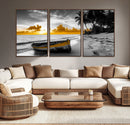 Yellow Rowboat Wall Art – Framed Tropical Shoreline Canvas by MyGreatCanvas | Canvas Wall Art Prints | Photo Prints & Wall Decor