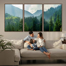 Misty Forest Mountain Wall Art Canvas Print – Framed Serene