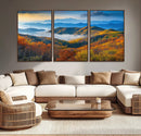 Autumn Mountains Wall Art Canvas Print – Foggy Peaks