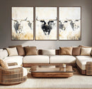 Texas Longhorn Wall Art Canvas Print – Rustic Western Bull