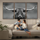 Texas Longhorn Wall Art Canvas Print – Framed Western Bull