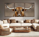Texas Longhorn Wall Art Canvas Print – Brown Bull Rustic