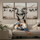 Texas Longhorn Wall Art Canvas Print – Framed Speckled Bull