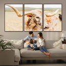 Texas Longhorn Wall Art Canvas Print – Framed Spotted Cow