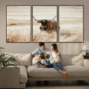 Texas Longhorn Wall Art Canvas Print – Framed Brown Horned