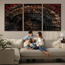 Dark Wood Ring Wall Art Canvas Print – Framed Abstract Tree