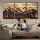 Wood Mountain Landscape Wall Art Canvas Print – Framed