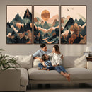Wood Mountain Landscape Wall Art Canvas Print – Framed
