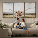 Texas Longhorn Wall Art Canvas Print – Framed Western Cow