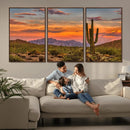 Saguaro Cactus Wall Art Canvas Print – Framed Arizona Sunset