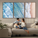 Aerial Ocean View Wall Art Canvas Print – Framed Soft Blue