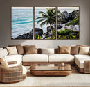 Tropical Coastline Wall Art Canvas Print – Framed Palm Tree