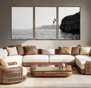 Jumping Wall Art Canvas Print – Framed Coastal Ocean Scene