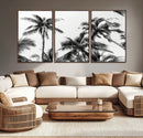 Palm Wall Art Canvas Print – Framed Monochrome Tropical