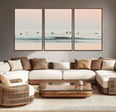 Pastel Ocean Wall Art Canvas Print – Framed Soft Sunset Calm