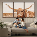 Longhorn Bull Wall Art Canvas Print – Framed Western Cow