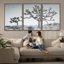 Joshua Trees Wall Art Canvas Print – Framed Black White