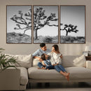 Joshua Tree Wall Art Canvas Print – Framed Monochrome Desert