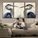 Blue Heron Pair Wall Art Canvas Print – Framed Coastal Bird