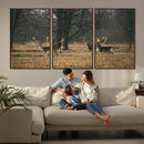 Deer Wall Art Canvas Print – Framed Rustic Wildlife Stags