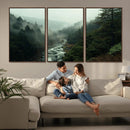 Misty Forest Wall Art Canvas Print – Framed Foggy River