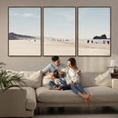 Minimalist Beach Wall Art Canvas Print – Framed Coastal