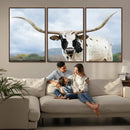 Texas Longhorn Wall Art Canvas Print – Framed Western Rustic
