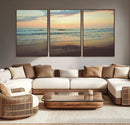 Sunset Seascape Wall Art Canvas Print – Framed Pastel Ocean