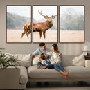 Vintage Wildlife Wall Art Canvas Print – Misty Landscape