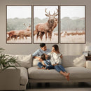 Rustic Nature Wall Art Canvas Print – Stag Woodland Framed