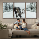 Moose Snow Wall Art Canvas Print – Framed Winter Wildlife
