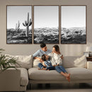 Saguaro Cactus Wall Art Canvas Print – Framed Monochrome