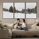Frosty Pines Wall Art Canvas Print – Framed Silent Snowfall
