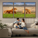 Texas Longhorn Pair Wall Art Canvas Print – Peaceful Rustic by MyGreatCanvas | Canvas Wall Art Prints | Photo Prints & Wall Decor