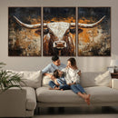 Abstract Longhorn Bull Wall Art Canvas Print – Vintage by MyGreatCanvas | Canvas Wall Art Prints | Photo Prints & Wall Decor