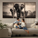 Elephant Family Wall Art Canvas Print, Framed Elephant Wall