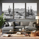 Black White Arizona Desert Canvas Wall Art Cactus Farmhouse