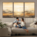 Sepia Color Abstract Mountain Wall Art Canvas Print