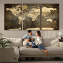 Large Framed Vintage World Map Wall Art Print for Home Wall by MyGreatCanvas | Canvas Wall Art Prints | Photo Prints & Wall Decor