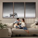 Elephand and Zebra Wall Art Canvas Print, Modern Artwork