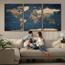 Navy Blue World Map Canvas Print – Framed Travel Map Wall by MyGreatCanvas | Canvas Wall Art Prints | Photo Prints & Wall Decor