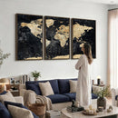 Framed Large World Map Wall Art Canvas Print for Living Room