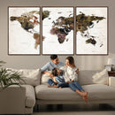 Watercolor World Map Print - Large Wall Art Canvas Print for