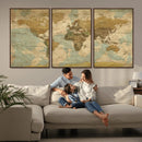 Vintage World Map Wall Art Canvas Print, Detailed World Map